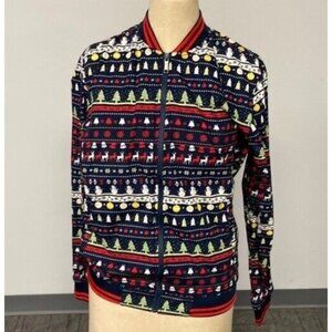 Denim & Flower Christmas Jacket Light Weight Long Sleeve Full Zip Small